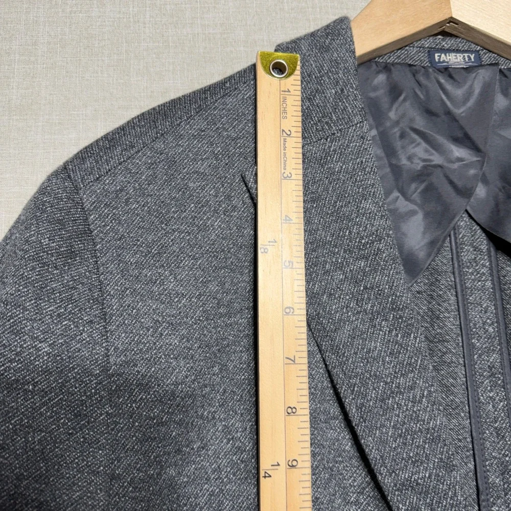 Faherty Blazer Mens XL Gray Solid Ideal Blazer MTF1902-GRY Reserve Knit Japan